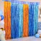 2-Pack Orange & Light Blue Foil Fringe Curtains 3.3x6.6ft Birthday Party Backdrop